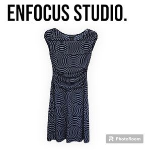 Enfocus Studio Navy/White Print Dress